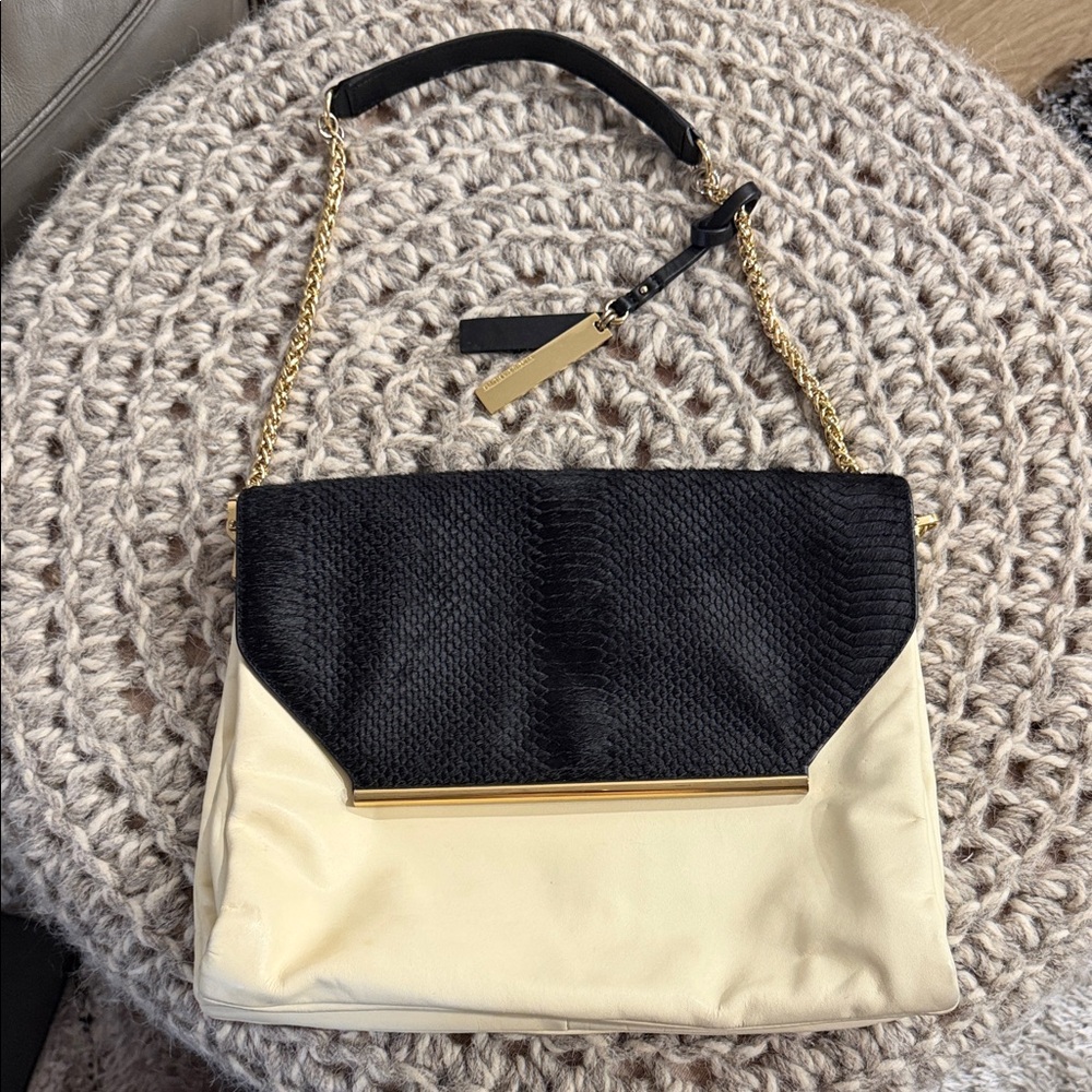 Rare Vince Camuto Genuine Leather and Calf Hair Envelope Shoulder Bag
